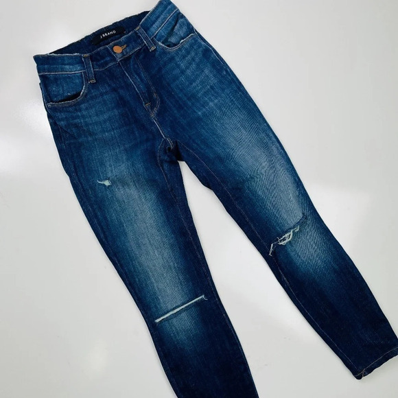 J Brand Alana High Rise Crop Jeans In Volatile Blue Size 24 - Picture 4 of 12